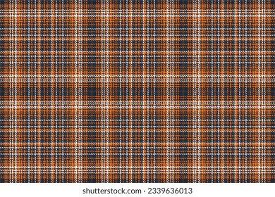 Fabric check background of tartan plaid vector with a texture pattern textile seamless in dark and pumpkin colors.