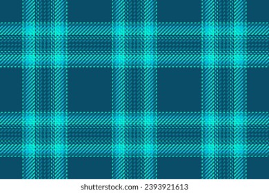 El tejido verifica el revestimiento del patrón textil de textura con un fondo vectorial tartán sin fisuras en color cian y brillante.