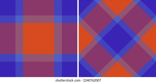 Fabric check seamless. Background texture tartan. Vector textile pattern plaid in set.