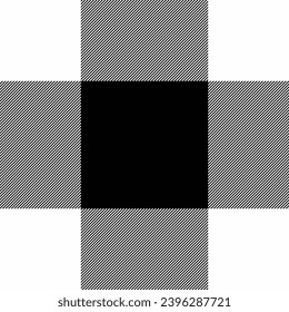 Fabric check texture of pattern vector seamless with a tartan textile plaid background in white and black colors.