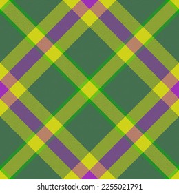 Fabric check texture. Plaid background vector. Textile pattern tartan seamless in green and yellow colors.