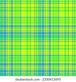 Fabric check vector of textile seamless pattern with a plaid tartan texture background in green and yellow colors.
