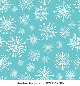 Fabric christmas snowflake seamless pattern print winter white geometric abstract flowers background print. Vector illustration. Surface pattern design. Great for card design, clothing and home decor