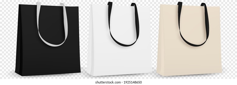 Fabric Cloth Bag, cotton shopping bag. Blank eco template, Bags mockup. Vector illustration isolated.