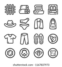 conjunto de ícones de tecido e roupas