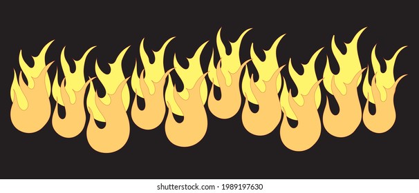 Fabric colorful flaming pattern design. Vector sweet playful summer illustration. Collection of cartoon hand drawn fire shapes in modern style. wall decoration, postcard, brochure cover design sketch.