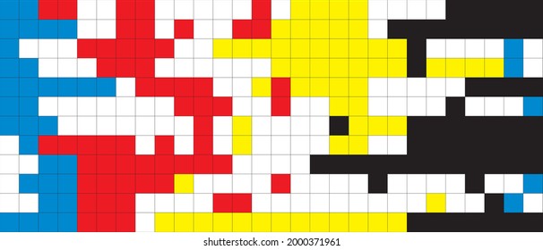 Diseño de patrones de mosaico colorido de tela. Ilustración de verano vectorial cuadrada. Composición en bauhaus de forma cuadrada básica de estilo moderno. decoración de pared, postal, esbozo de diseño de portada de folletos.