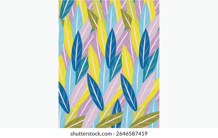 Fabric colorful seamless leaves pattern design background for use.