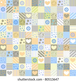 fabric with cornflowers and hearts