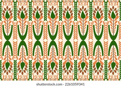 fabric design background geometric flower orange green brown india turkish native ethnic design for bed sheet pillow linoleum blanket curtain