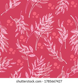 fabric design repeated floral pattern, seamless pattern. pink, white leaves with red background vector illustration textile. water color design.