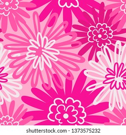 Fabric design with simple flowers. Flat botanical ornament with minimalistic elements in soft background. Nature background for textile.