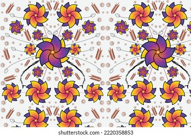 Fabric designs Flowers and leaves Vector eps 10 Background Pattern 