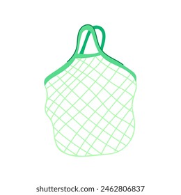 tela eco friendly bolsa de compras de dibujos animados. comida verde, tela de plástico, mockup market tela eco friendly bolsa de compras signo. símbolo aislado Ilustración vectorial