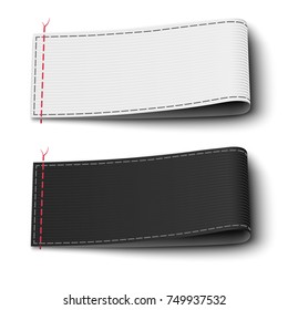 Fabric elegant label tags template in black and white colors isolated on background. Vector illustration.