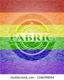 Fabric emblem on mosaic background with the colors of the LGBT flag
