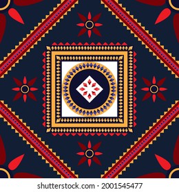Fabric ethnic geometric seamless pattern for textile cloth and other ,ethnic pattern traditional background Design for carpet,wallpaper,clothing,wrapping,batik,fabric,Vector illustration embroidery 