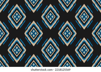 Fabric ethnic ikat pattern art. Geometric ethnic ikat seamless pattern in tribal. Mexican style. Design for background, wallpaper, illustration, fabric, clothing, carpet, textile, batik, embroidery.