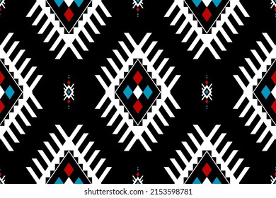 Fabric ethnic pattern art. Geometric seamless pattern in tribal. Design for background, wallpaper, vector illustration, fabric, clothing, carpet, textile, batik, embroidery.