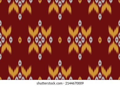 Arte de patrones étnicos de tela. Ikat patrón inquebrantable en las tribus. de estilo americano y mexicano. Diseño para fondo, papel pintado, ilustración vectorial, tela, ropa, alfombra, textil, batik, bordado.