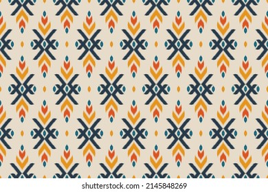 Fabric ethnic pattern art. Ikat seamless pattern in tribal. American, Mexican style. Design for background, wallpaper, vector illustration, fabric, clothing, carpet, textile, batik, embroidery.