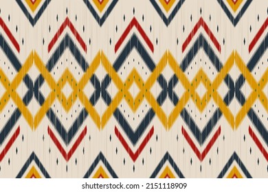 Fabric ethnic pattern art. Ikat seamless pattern in tribal. American, Mexican style. Design for background, wallpaper, vector illustration, fabric, clothing, carpet, textile, batik, embroidery.