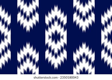 Arte de patrones étnicos de tela. Ikat patrón inquebrantable en las tribus. de estilo americano y mexicano. Diseño para fondo, papel pintado, ilustración, tela, ropa, alfombra, textil, batik, bordado.