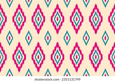 Fabric ethnic pattern art. Ikat seamless pattern in tribal. American, Mexican style. Design for background, wallpaper, illustration, fabric, clothing, carpet, textile, batik, embroidery.