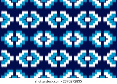 Arte de patrones étnicos de tela. Ikat patrón inquebrantable en las tribus. de estilo americano y mexicano. Diseño para fondo, papel pintado, ilustración, tela, ropa, alfombra, textil, batik, bordado.