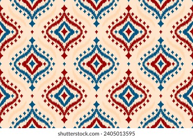 Fabric ethnic pattern art. Ikat seamless pattern in tribal. American, Mexican style. Design for background, wallpaper, illustration, fabric, clothing, carpet, textile, batik, embroidery.