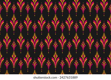 Fabric ethnic pattern art. Ikat seamless pattern in tribal. American, Mexican style. Design for background, wallpaper, illustration, fabric, clothing, carpet, textile, batik, embroidery.