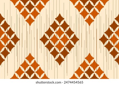 Fabric ethnic pattern art. Ikat seamless pattern in tribal. American, Mexican style. Design for background, wallpaper, illustration, fabric, clothing, carpet, textile, batik, embroidery.