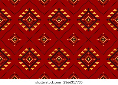 Arte de patrones étnicos rojos de tela. Patrón geométrico sin costuras en las tribus. de estilo americano y mexicano. Diseño para fondo, ilustración, tela, ropa, alfombra, batik, bordado.