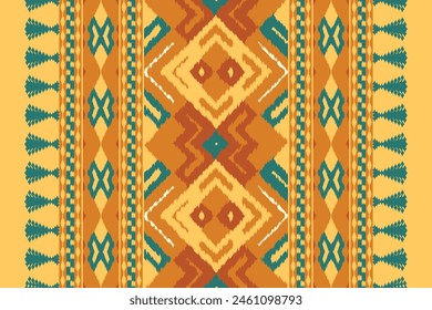 Fabric ethnic tribal pattern art. Ethnic ikat seamless pattern. American and Mexican style. Design for background, wallpaper, illustration, fabric, clothing, carpet, textile, batik, embroidery.