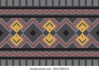 Fabric ethnic tribal pattern art. Ethnic ikat seamless pattern. American and Mexican style. Design for background, wallpaper, illustration, fabric, clothing, carpet, textile, batik, embroidery.