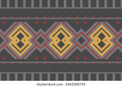 Fabric ethnic tribal pattern art. Ethnic ikat seamless pattern. American and Mexican style. Design for background, wallpaper, illustration, fabric, clothing, carpet, textile, batik, embroidery.