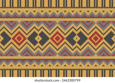 Tela de arte de patrón étnico tribal. Patrón sin fisuras de ikat étnico. Americano y mexicano. Diseño de fondo, Fondo de pantalla, ilustración, tela, ropa, alfombra, textil, batik, bordado.