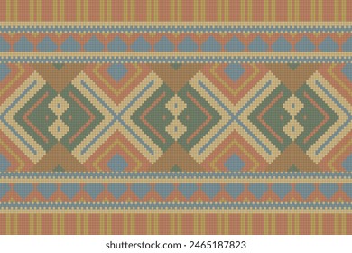 Fabric ethnic tribal pattern art. Ethnic ikat seamless pattern. American and Mexican style. Design for background, wallpaper, illustration, fabric, clothing, carpet, textile, batik, embroidery.