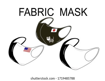 The fabric face mask isolated on white background protect viruses or dust and allergy.