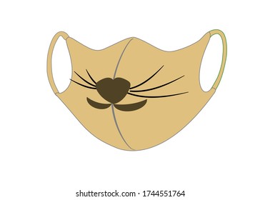The fabric face mask style animal face isolated on white background protect viruses or dust and allergy.