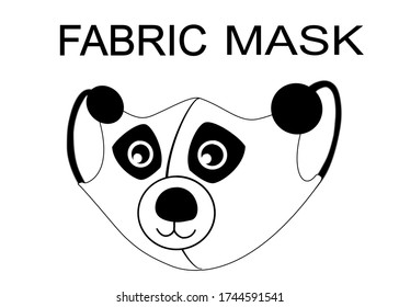 The fabric face mask style animal face isolated on white background protect viruses or dust and allergy.