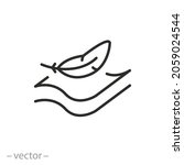 fabric with feather filler icon, high comfort structure, less weight, light or soft provides comfort skin, thin line symbol on white background - editable stroke vector illustration