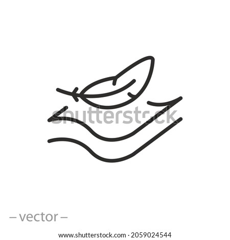 fabric with feather filler icon, high comfort structure, less weight, light or soft provides comfort skin, thin line symbol on white background - editable stroke vector illustration Stock foto © 