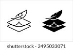 fabric with feather filler icon set, high comfort structure, less weight, vector illustration on white background