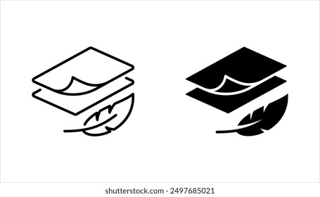 Tela con el sistema del icono del relleno de la pluma, estructura de la alta comodidad, menos peso, Ilustración vectorial en el fondo blanco