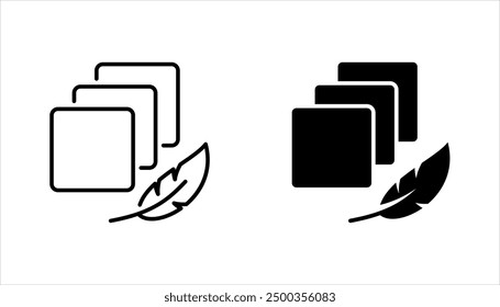 fabric with feather filler icon set, high comfort structure, less weight, vector illustration on white background