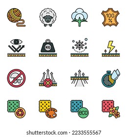 Fabric feature colored outline icons set 2.