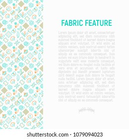 Fabric feature concept with thin line icons: leather, textile, cotton, wool, waterproof, acrylic, silk, eco-friendly material, breathable material. Modern vector illustration for banner, print media.