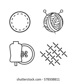 Fabric feature line icons. Symbol for clothes set.