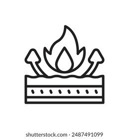 Fabric Features Fireproof Outline Icon Vector Illustration
